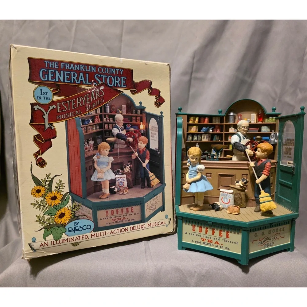Vintage Enesco Franklin County General Store Yesteryears Musical Animated